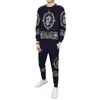 Men's Tracksuits High Quality Luxury Printed Autumn Round Neck Sweater Suit 2022 Fashion Match Sports Casual Two Piece Set MenMen's