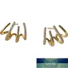 Screw Back Curved Curve One-Piece Micro-Inlaid Ear Clip Bone Stud Earrings Female Korean Temperament Indifference Trend