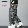 Marque poches latérales Cargo Harem pantalon hommes décontracté Joggers Hip Pop pantalon Camouflage 8Xl Streetwear 220325