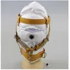 Witte bondage kap deprivatie lederen snuit masker voor hoor terughoudendheid kerker nieuw ontwerp bdsm versnelling gimp gevoerde sluitbare riemen b032432