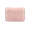 Fashion Short Purses Japanese Simple Versatile Stitching Kitten Threading Ultra Thin Double Fold Buckle Lady's Wallet