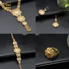 African Fine Jewelry Sets Gold Color Necklaces & Earrings Set Indian Bracelet Rings For Women Dubai Nigerian Wedding Gifts 220726