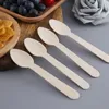 Sublimation 100Pcs Mini Ice Cream Spoon Wooden Disposable Wood Dessert Scoop Western Wedding Party Tableware Kitchen Accessories Tool