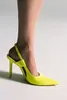 Sandaler 2022 Zar Autumn Products Women's Shoes Lime Green Slingback High-Heeled Mules