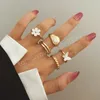 Gouden metalen ring set voor vrouwen mannen witte verf hart vlinder bloemen y2k vinger ring mode sieraden accessoires