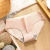 Women Cotton Underwear 100% Cotton Printed Cartoon Underwear Seamless Mid-Waist Solid Color Breathable Ladies Briefs L220802