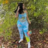 Yvlvol verano mujer pantalones estilo tie-dye casual ropa deportiva pantalones con pies sueltos y letras de cintura alta pantalones de chándal 220325