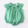 GIRLYMAX St Patrick039s Dzień rodzeństwa kratą Clover Baby Baby Dress Boys Shorts Set Top Ruffles Romper Smocked Tabin Kids Clothi8414282