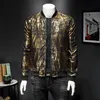 Giacche da uomo Luxury Black Gold Print Party Jacket Outfit Club Bar Coat Uomo Casaca Hombre 2022 Spring Jacquard Bomber Clothes