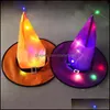 Chap￩us de festa suprimentos festivos jardim de casas led luzes halloween chap￩u de bruxa ao ar livre ￡rvore pendurada brilho na cor escura Glowin dhs8x