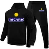 Ricard Winter Mens 의류 남자 세트 인쇄 까마귀 세트 양털 스웨트 셔츠 캐주얼 스포츠 스웨트 팬츠 남성 트랙 슈트 220809