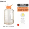 Outdoor Sports Large Capacity Water Bottle 1500ml Straw Bottles Drinking Hiking Camping Plastic Bottle YS0023(ocean)