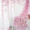 70" / 1.8M Artificial Cherry Blossom Hanging Vine Silk Flowers Garland Fake Plants Leaf For Home Wedding Decor 100pcs/lot