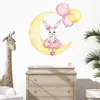 Dessin animé Lapin Lune Étoiles Stickers Muraux Pour Enfants Chambre Décoration Bébé Pépinière Chambre Salon Stickers Muraux Animaux Maison Décor 220601