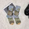 Designer Runner Sock Mens and Womens Combed Cotton Socks Color Silk Strumpor Oljemålning Tryck Tecknad Creative Portrait Plants Animals Abstract