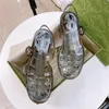 2022 Designer Sandali da donna Pantofole alla moda Gomma trasparente Gelatina Nero Rosso Sandalo Appartamenti Muli Diapositive 35-40