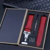 Watch Bands Quick Release Crocodile Genuine Leather Strap Parts Red White 20mm 22mm Animal Skin Straps With Wooden Box And Tool Hele22