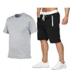 Herrspårspår mode tryckt t-shirt sportdräkt snabbtorkande avslappnad löpning slitage sommaren kortärmade shorts 2-stycken setmen's
