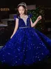 2022 Girl à paillettes Rangs de concours en dentelle Applique Satin première communion Robes Kids Ball Ball Ball Back Girls Pageant Robe Jewel Flower Girl Robes