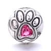 Köpeğin pençe şekli kristal çırpıda düğme toka takı bulguları rhinestone 18mm metal çıtçıt düğmeleri diy kolye bilezik mücevherleri