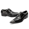 Pearle Lace-Up Men Party Dress Shoes Shounding Men Black Shoes Black Oxford Scarpe in pelle genuina per uomini