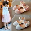 Kids Fashion Rhinestones Pearl Bow Children's Shoes Princess Party Shoes Baby Summer New Girls Sandals Little Girl Shoes 21-36 G220523