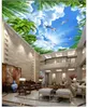 3d خلفيات مخصص صورة الحرير جدارية جوز الهند شجرة الأزرق السماء الأبيض سحابة النورس ل غرفة المعيشة bedrom ذروة سقف جدارية جدارية دي papled
