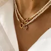 チョーカーファッションレターチェーン淡水真珠のネックレス