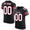 Custom Black White-Gold Mesh Authentic Football Jersey