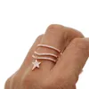 Cluster Rings Rose Gold Color Multi Wrap Pave Cz Star Charm Fashion Elegant Jewelry Size 7 Women OL Lady Full Finger RingCluster
