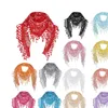ファッショントライアングルラップレディショール女性フラワーレーススカーフ女性のベイビータッセルショールズ春夏写真小道具スカーフ
