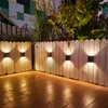 6 LED Solar Wandleuchte für den Außenbereich, wasserdicht, nach oben und unten leuchtende Beleuchtung, Gartendekoration, Solarleuchten, Treppen, Zaun, Sonnenlicht