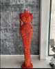 Glitter cekins Africa Evening Sukienka Suknia Mermaid z długim rękawem Suknie Promowe Błyskawiczne Side Split Formalne sukienki imprezowe plus rozmiar