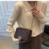 Sacs à bandoulière de designer en cuir souple Bandoulière de luxe Fashion Lady Chain Sac Messenger Sac de haute qualité Diamond Lattice fil à broder Sacs à main Flap HBP