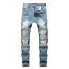 2022 Herren Skinny Designer Jeans Mode Distressed Ripped Herren Jean Slim Motorrad Verkauf Baggy Moto True Biker Denim Hosen Hip Hop Schwarz Größe 28-40