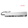 1 USB-C 허브 도크 알루미늄 합금 HD 듀얼 USB 3.0 포트 어댑터 다기능 PD C 슬롯 SD TF 카드 리더 유형 HubusB의 허브
