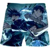 Nowy Anime Jujutsu Kaisen 3D Drukowane szorty kąpielowe Mężczyźni Summer Beachwear Luźne Pływanie Kufy KPOP Spodenki spodenki plażowe Y220420