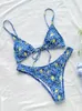 Rinabe Çiçek Baskı Bikini Biquini String Mayo Yüksek kesim bikini Set Mayo Takım Kadın Mayo Yüksek Bel Bikinis Plajı 220622