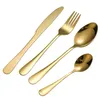 4 -stks/set gouden bestek mes Flatkly set roestvrijstalen vorks servies tabelgare westers servies lepel biefstukreizen service