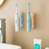 Elektrisk tandborstehållare Anpassa väggmonterad badrum utrymme sparar spårlös tandborste arrangör stativ limstillbehör