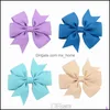 Baby Girls Bow Hairpins 3.2Inch Grosgrain Ribbon Bows With Alligator Clips Children Hair Accessories Kids Boutique Barrettes Drop Delivery 2