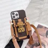 Phone Case For iPhone 15 Pro Max Case iPhone 14 Pro Max 12 13 11 X XR XS 14Plus 15pro Cover Crossbody Shoulder Strap Lanyard Leather Card Holder Slot Case