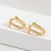 Hoop & Huggie Fashion Letter T Earrings For Women Jewelry Mini Geometric Zircon Earring Lady Personality Valentine's Day GiftHoop Dale22