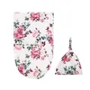 2 stks/set schattige mousseline babydekenhoed set comfortabele bloemenprint pasgeboren slaapzak swaddle wrap baby fotografie rekwisieten