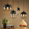 Lâmpadas pendentes Luzes de vidro led de loft moderno nórdico E27 Garas de cozinha penduradas na sala de estar luminariaping