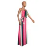 Arc-en-ciel rayures imprimé Tube Maxi robe femmes vêtements d'été femme décontracté longue sans bretelles Vestidos avec ceintures
