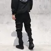 Herrbyxor svart last punk rave joggers män jogga techwear höst koreanska streetwear hip hop blixtlås ribbonmen's drak22