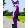 Halloween Purple Long Hair Husky Dog Mascot Costume Cartoon Anime theme character Adults Size Christmas Carnival Birthday Party Outdoor Outfit