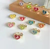 Star Zodiac Sign Band Ring Candy Color Material Copper Double Love Heart 12 Constellation Anelli per donne Gioielli Fashion Fashion