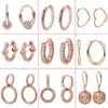 Hoop Huggie Sterling Silver Pendientes Boucles d'oreilles en or rose étincelant pour les femmes Fit Original Pan Fine JewelryHoop Kirs22